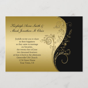 Convite Casamento de Sujoulas Douradas e Negras