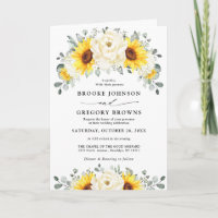 Casamento de Sunflower Ivory Peony Floral Eucalypt