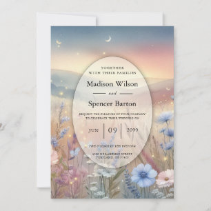 Convite Casamento de sussurros de flor selvagem lunar