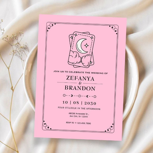 Convite Casamento de tarot rosa  (Criador carregado)
