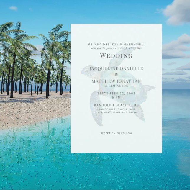 Convite Casamento de Tartaruga Marinha com Luz Tropical Es (Criador carregado)