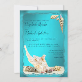 Convite Casamento de Teal Blue Aqua Turquoise Seashell