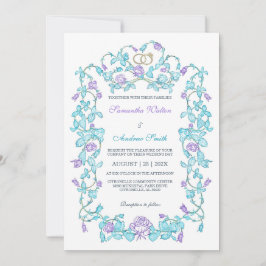 Convite Casamento De Teal E Roxo Elegante