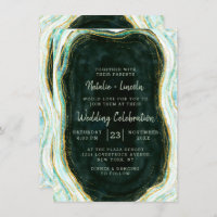 Casamento de Teal Green & Dourado Agate Marble Geo