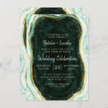 Casamento de Teal Green & Dourado Agate Marble Geo