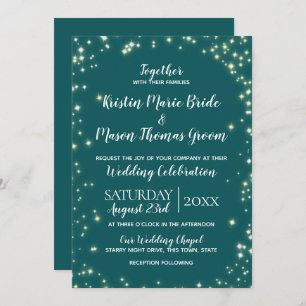 Convite Casamento de Teal Sparkle das Estrelas Twinkle