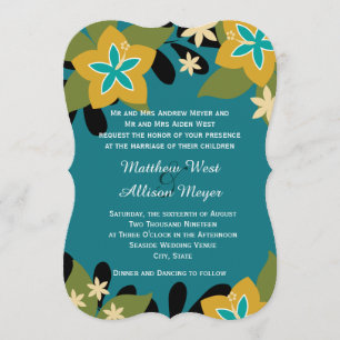 Convite Casamento de Teal Tropical Floral