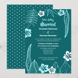 Convite Casamento de Teal Turquesa Moderno e Verde Tropica