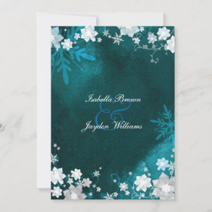 Convite Casamento de Teal White Winter Bling