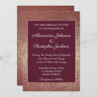 Casamento de Tecido de Folha Rosa Gold Burgundy