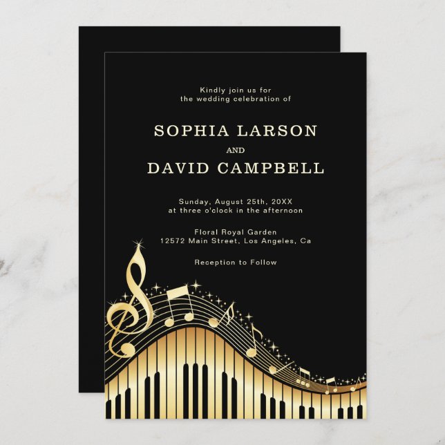 Convite Casamento de teclado abstrato (Frente/Verso)