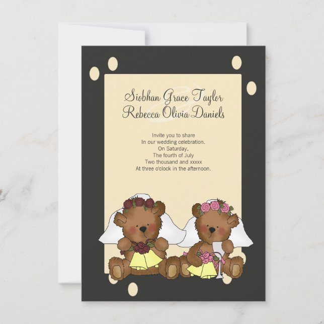 Convite Casamento de Teddy Bear Brides (Frente)