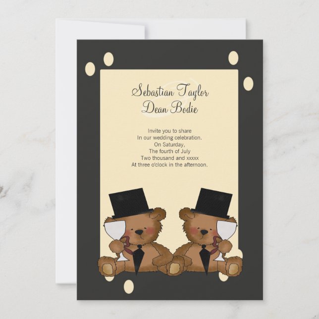Convite Casamento de Teddy Bear Grooms (Frente)