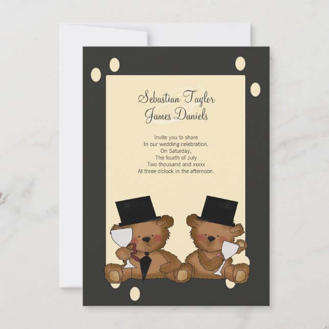 Convite Casamento de Teddy Bear Grooms (Frente)