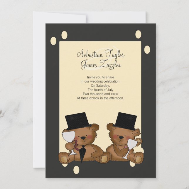 Convite Casamento de Teddy Bear Grooms (Frente)