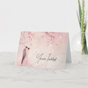 Convite Casamento de Tema Cor-de-Rosa Bride & Groom