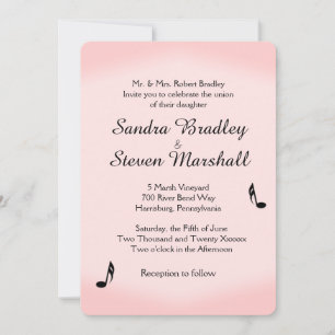 Convite Casamento de Tema Música Rosa