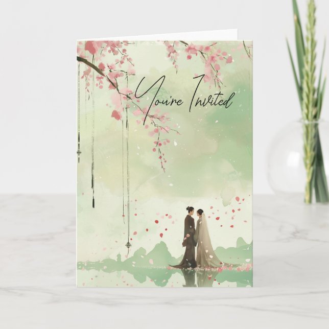 Convite Casamento de Tema Verde da Noiva e do Groom (Frente)