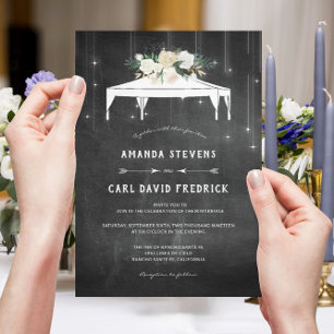 Convite Casamento de tendas da noite floral moderna e eleg