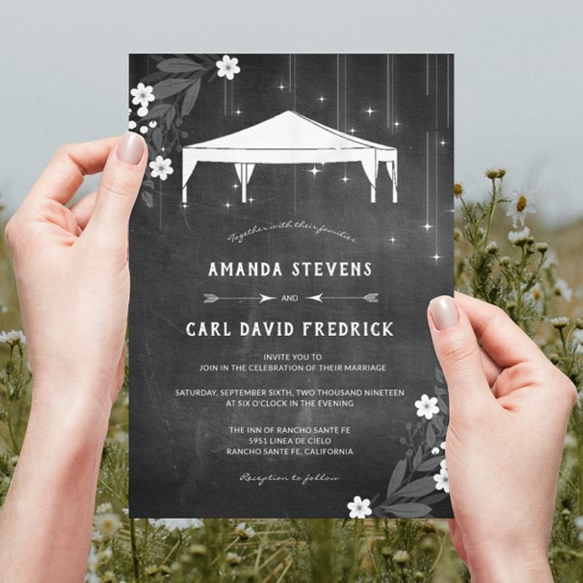 Convite Casamento de tendas do exterior com placar (Criador carregado)