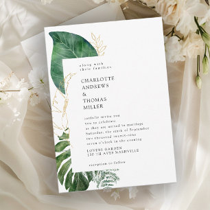 Convite Casamento de tendências de plantas Elegantes Tropi