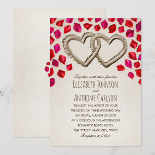 Convite Casamento de Teores de Areia Rosa Petal de Praia Ú