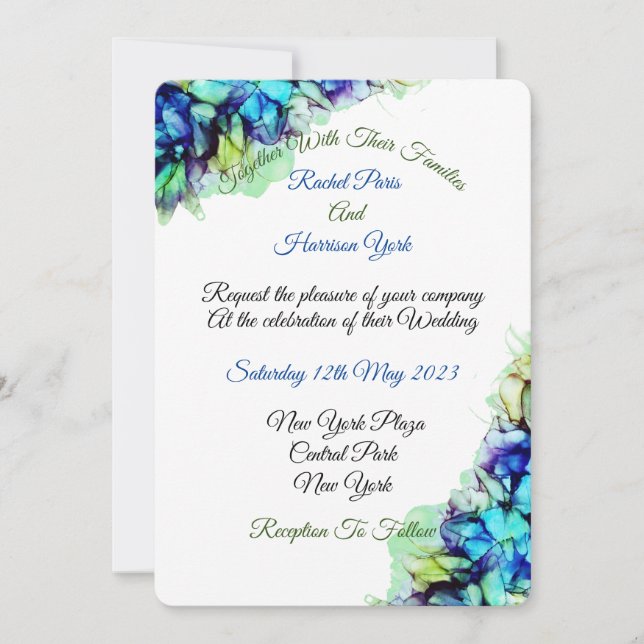 Convite Casamento de Tera Azul-Turquesa Moderno (Frente)