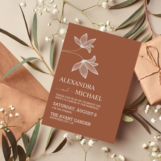 Convite Casamento De Teracotta, Laranja, Queimada Por Ferr (Criador carregado)