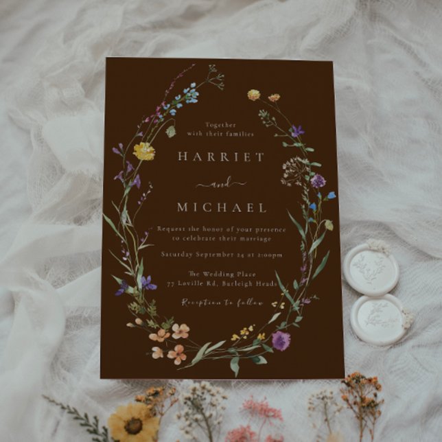 Convite Casamento de terra corajosa de flores silvestres (Criador carregado)