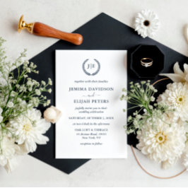 Convite Casamento de Terra do Monograma de Fenda do Script