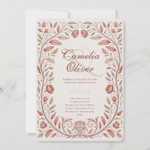Convite Casamento de Terracota Botânica Vitoriana