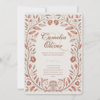 Convite Casamento de Terracota Botânica Vitoriana