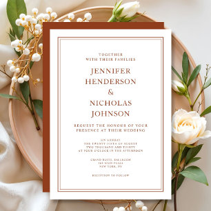 Convite Casamento de Terracota Clássico Formal Elegante