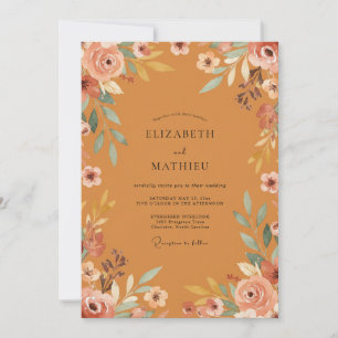 Convite Casamento de Terracota com Flor Silvestre Meadow