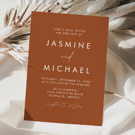 Convite Casamento de Terracota com Roteiro Minimalista Mod
