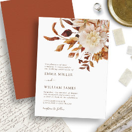 Convite Casamento de Terracota em Aquarela Moderna de Outo