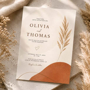 Convite Casamento de Terracota em Tons Terrosos Boho Moder
