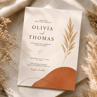 Convite Casamento de Terracota em Tons Terrosos Boho Moder
