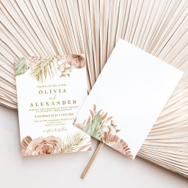 Convite Casamento de terracota floral tropical boho e palm