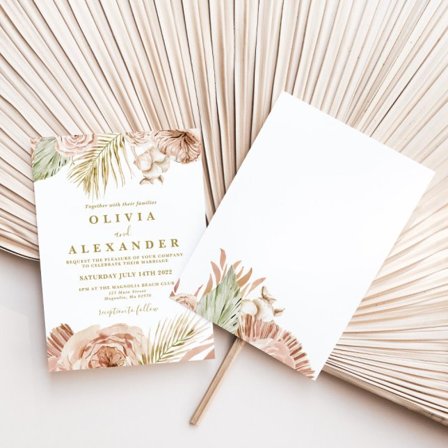 Convite Casamento de terracota floral tropical boho e palm (Criador carregado)