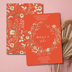 Convite Casamento de Terracotta Bohemian Wildflower