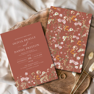 Convite Casamento de Terracotta Boho Wildflower