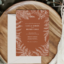 Convite Casamento de Terracotta Botânico Fern Leaf Botanic