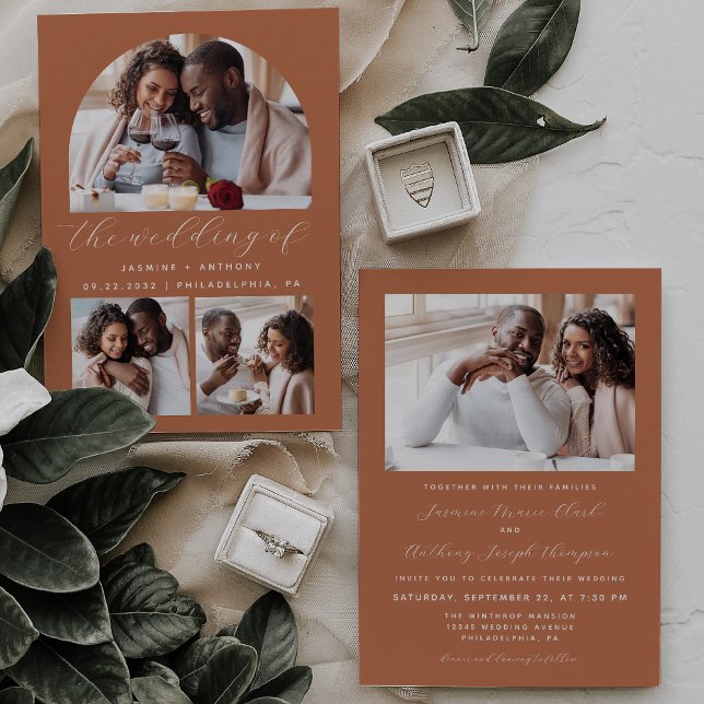 Convite Casamento de Terracotta com a Arca de Fotos Minima (Criador carregado)