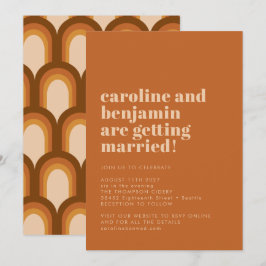 Convite Casamento de Terracotta com Design de Groovy Retro