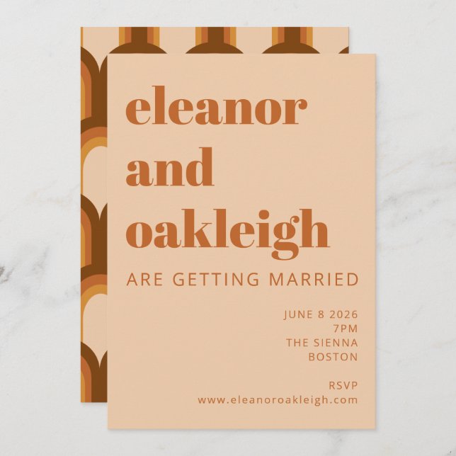 Convite Casamento de Terracotta Design Bold Terracotta em  (Frente/Verso)