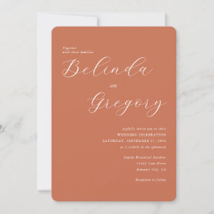Convite Casamento de Terracotta Elegant Script Calliografi