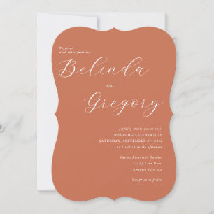 Convite Casamento de Terracotta Elegant Script Calliografi