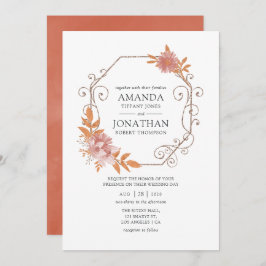 Convite Casamento de Terracotta Geométrico Watercolor