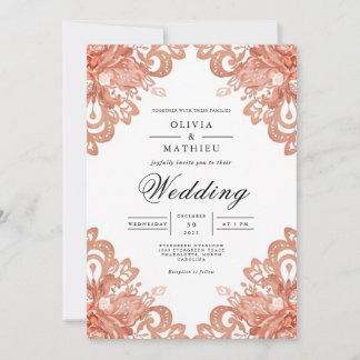 Convite Casamento de Terracotta Lace Border